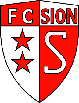 A Red And White Shield With White Letters And Stars