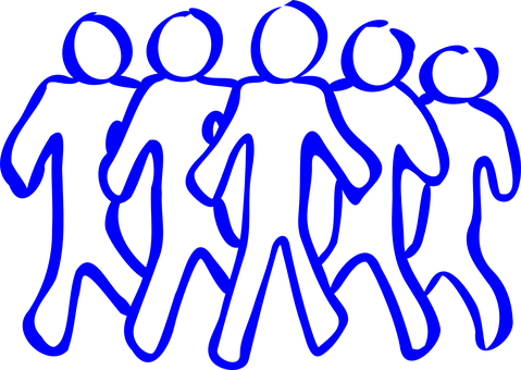 A Group Of People With Blue Outline