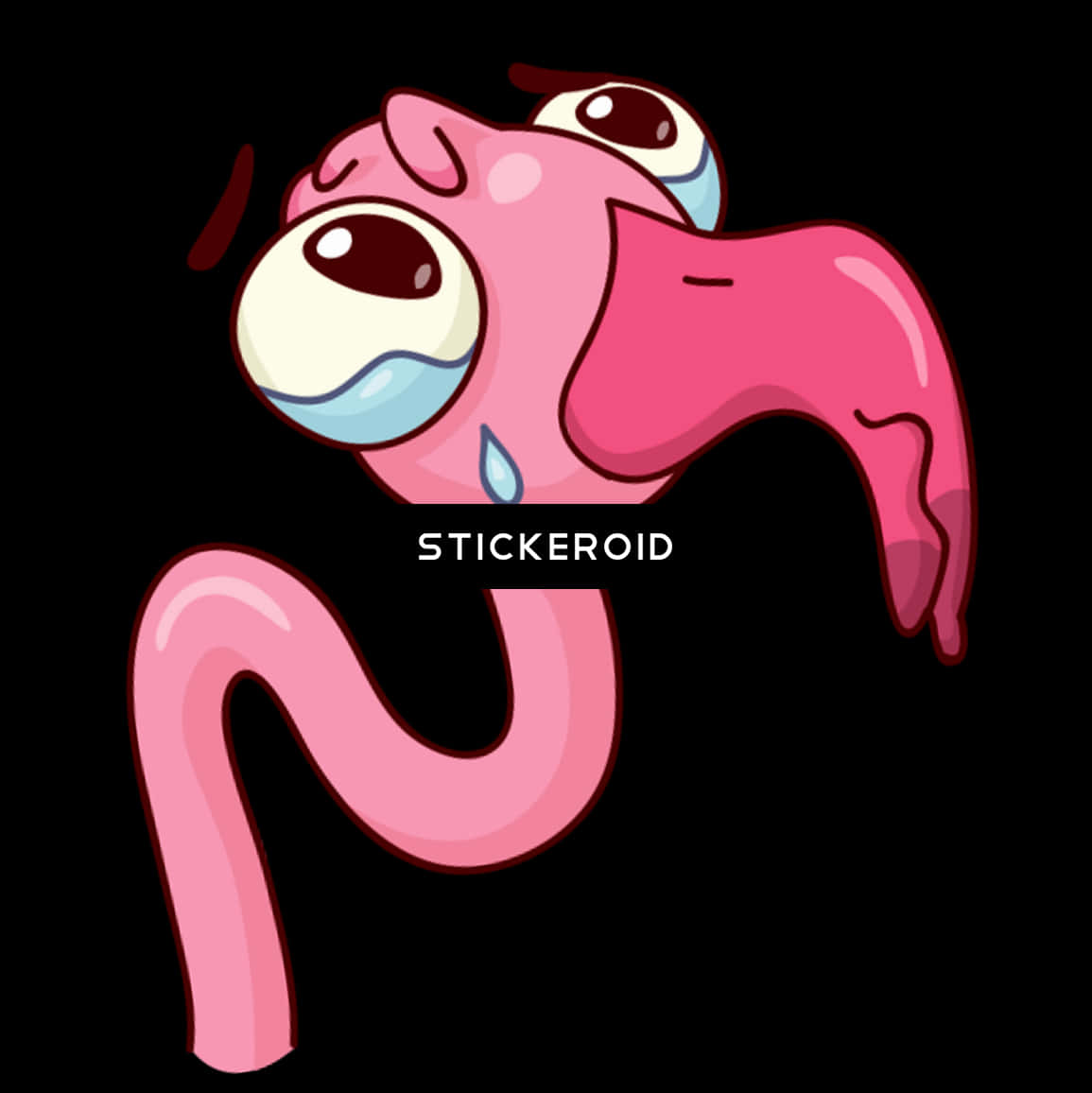 A Cartoon Of A Pink Bird With A Teary Beak