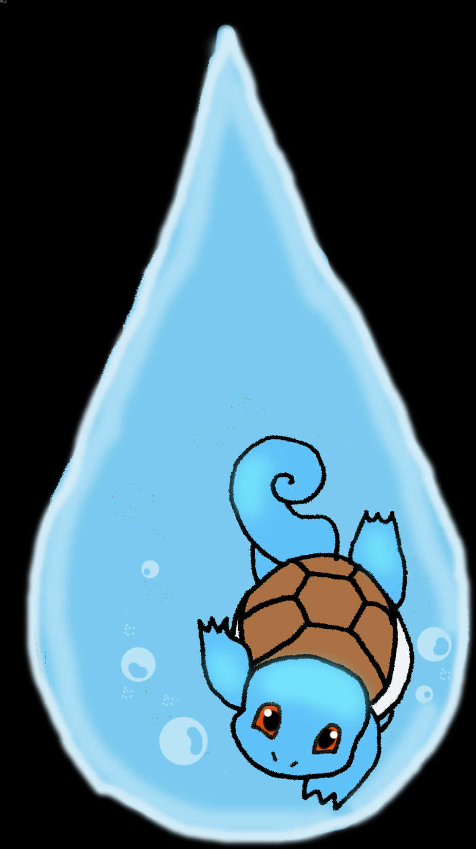 A Cartoon Turtle In A Drop Of Water