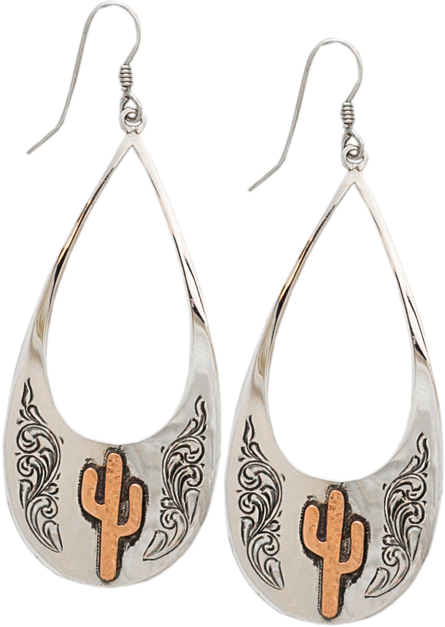 A Pair Of Earrings With A Cactus Design