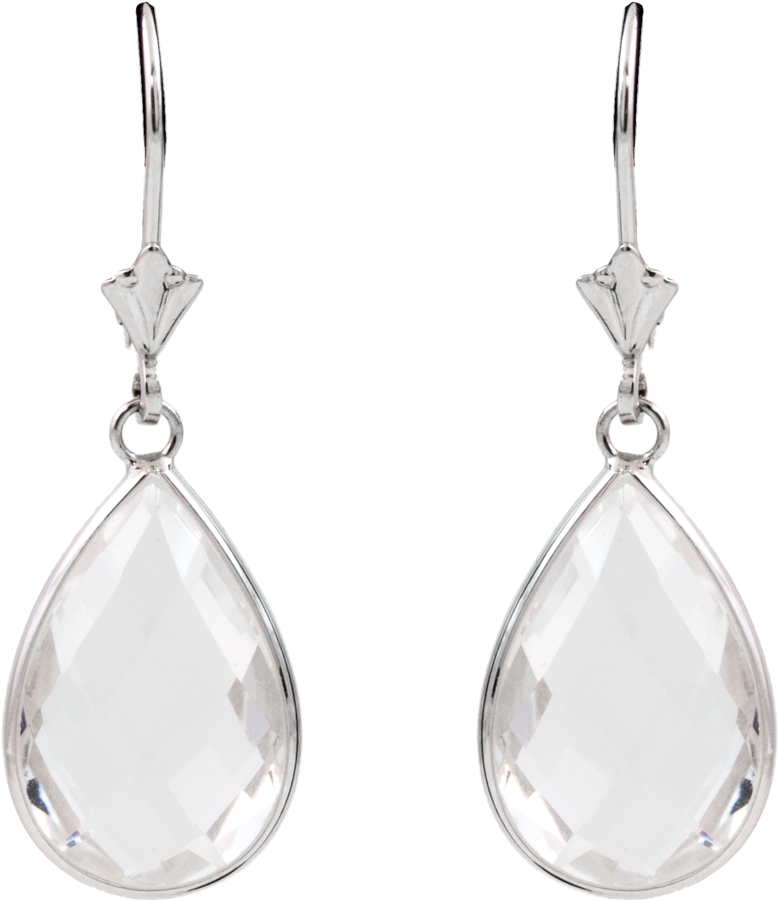 A Pair Of Earrings With A Clear Gem