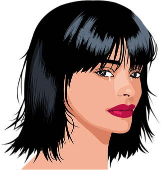 A Woman With Dark Hair And Red Lipstick