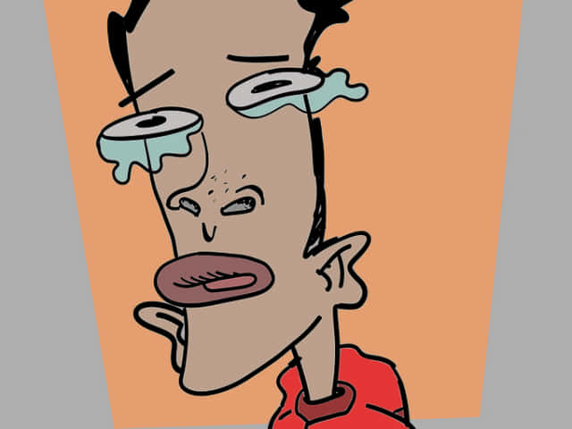 A Cartoon Of A Man With Tears On His Face