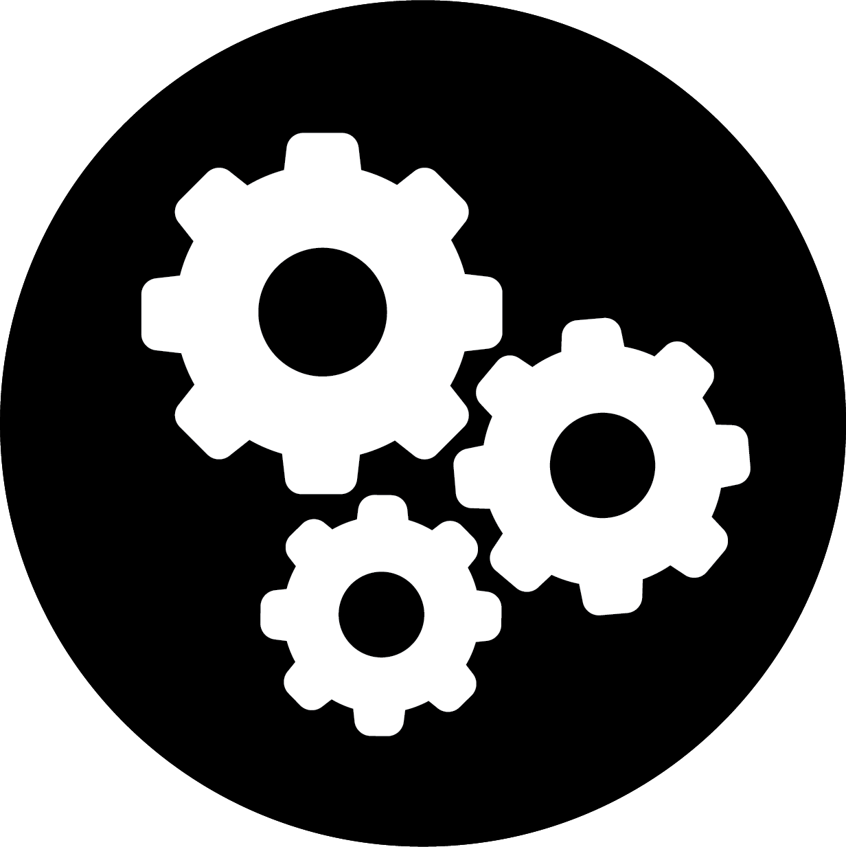 A White Gears On A Black Background