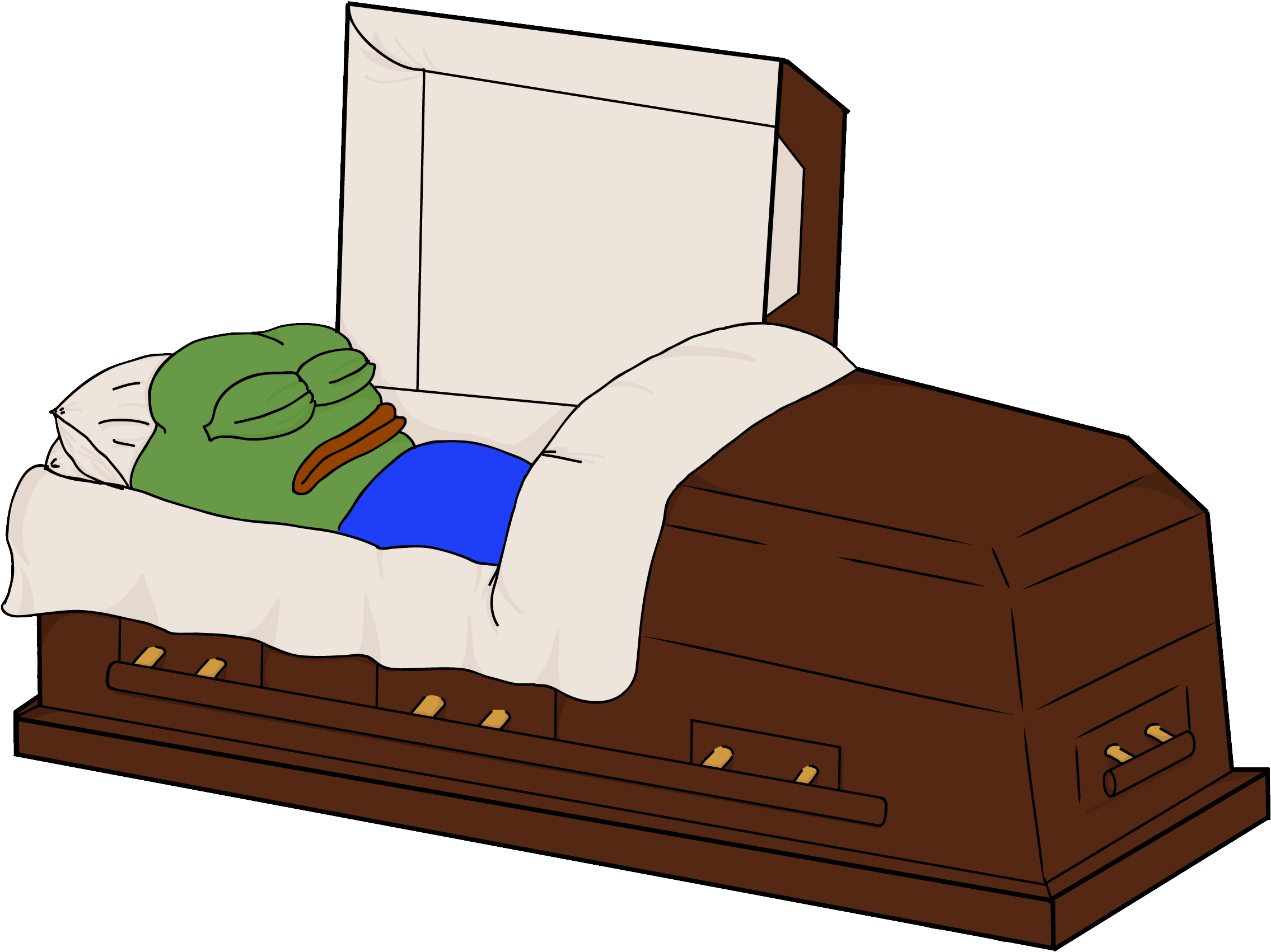 Cartoon A Cartoon Of A Frog In A Coffin