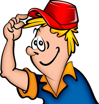 A Cartoon Of A Man Wearing A Red Hat