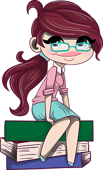 A Cartoon Of A Girl Sitting On A Green Box