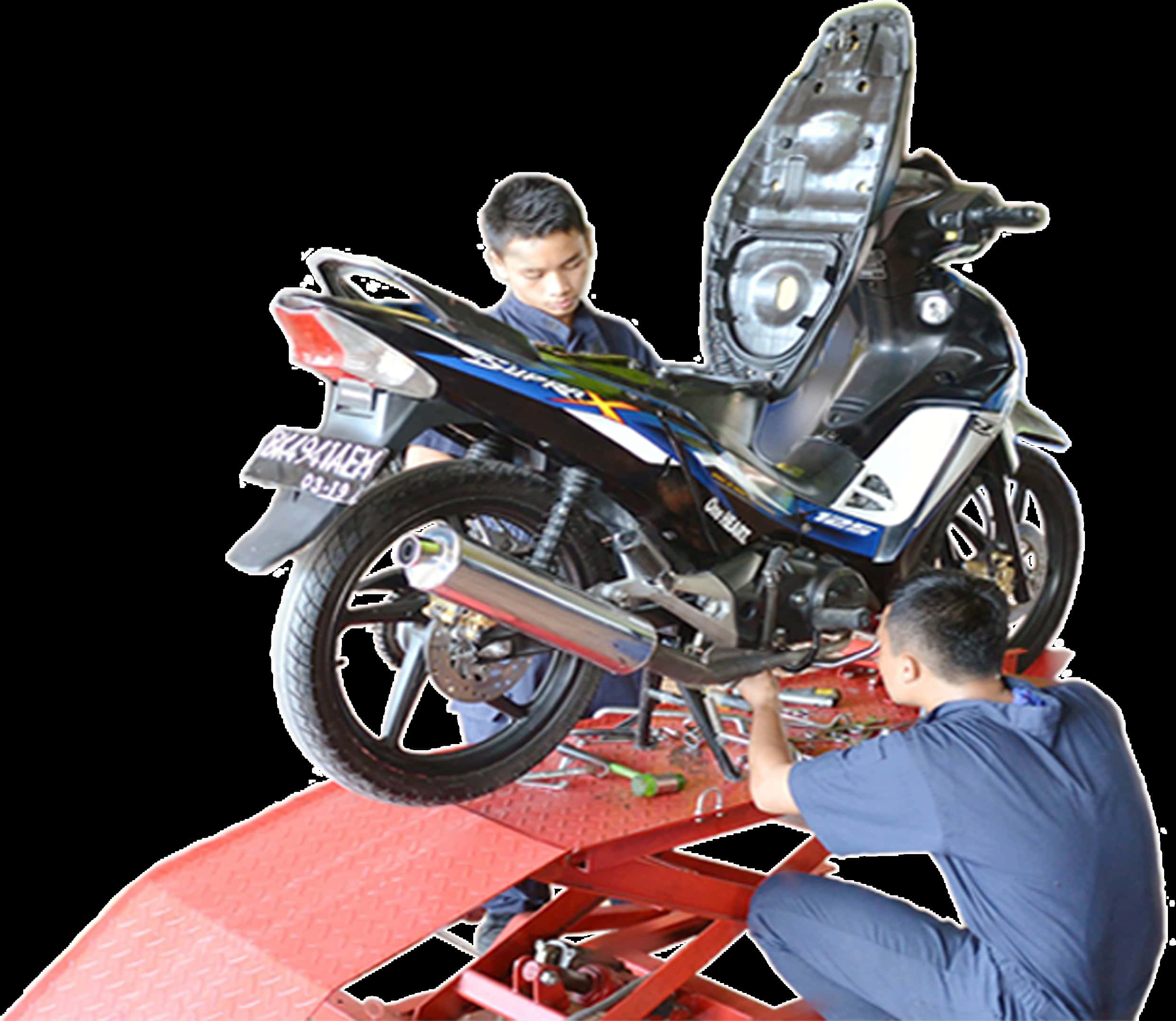 Men Fixing A Motor Vehicle