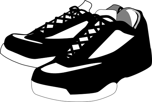 A Pair Of Black And White Sneakers