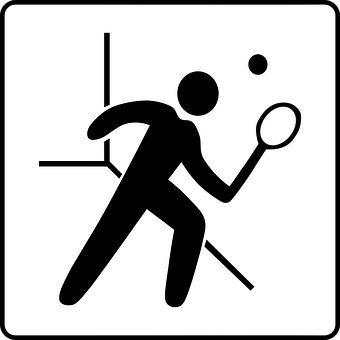 A Black And White Symbol Of A Tennis Player