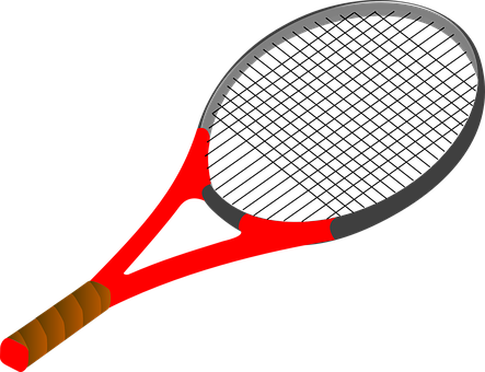 A Red And Grey Tennis Racket