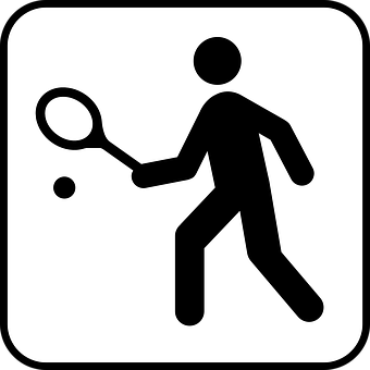 A Black And White Pictogram Of A Man Playing Tennis