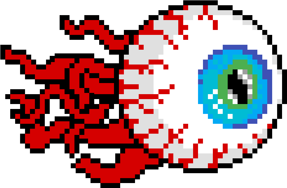 A Pixel Art Of A Cartoon Eyeball