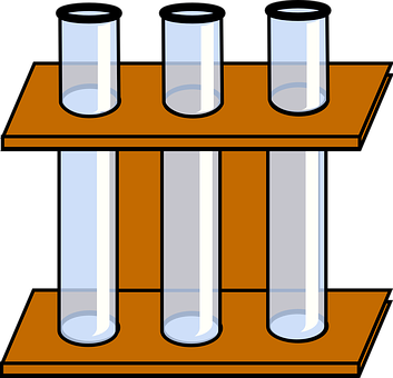 A Group Of Test Tubes On A Wooden Stand