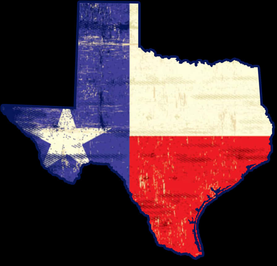 A Map Of Texas With A Flag