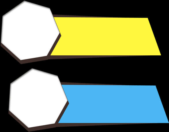 A Yellow And Blue Rectangles With A Hexagon