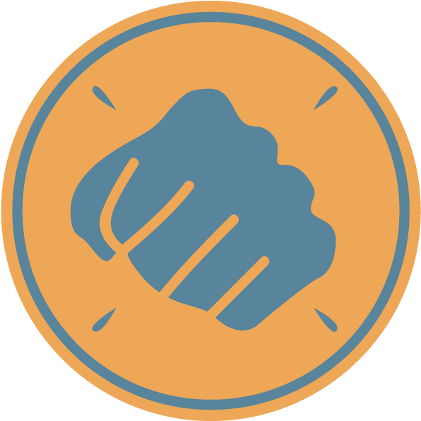 A Blue And Orange Fist In A Circle