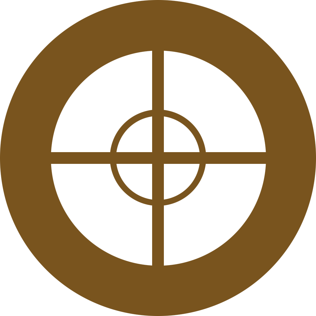 A Brown Circle With A Cross In Center
