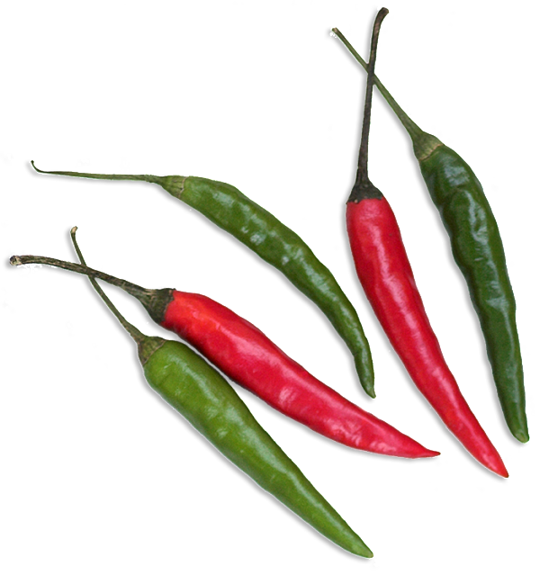 A Group Of Red And Green Peppers