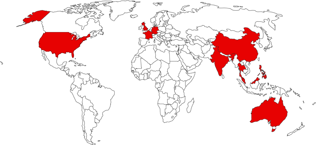 A Map Of The World With Red Countries/regions