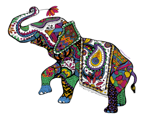 A Colorful Elephant With A Blanket
