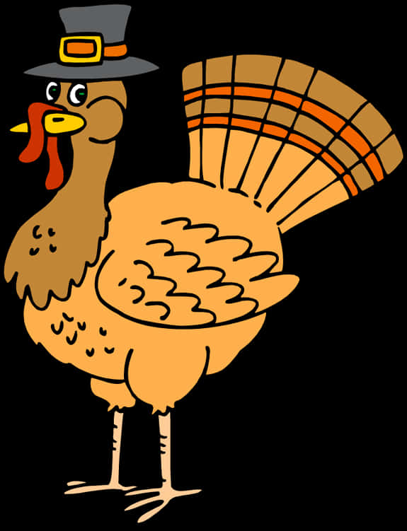 A Cartoon Turkey With A Hat