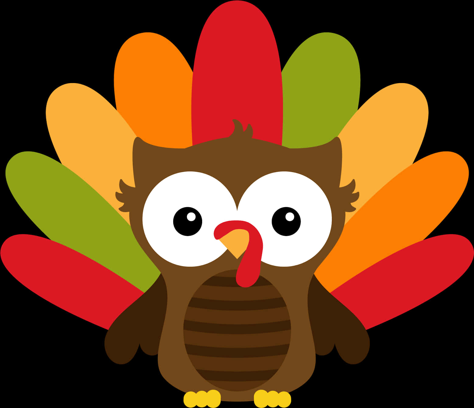 A Cartoon Turkey With Colorful Feathers