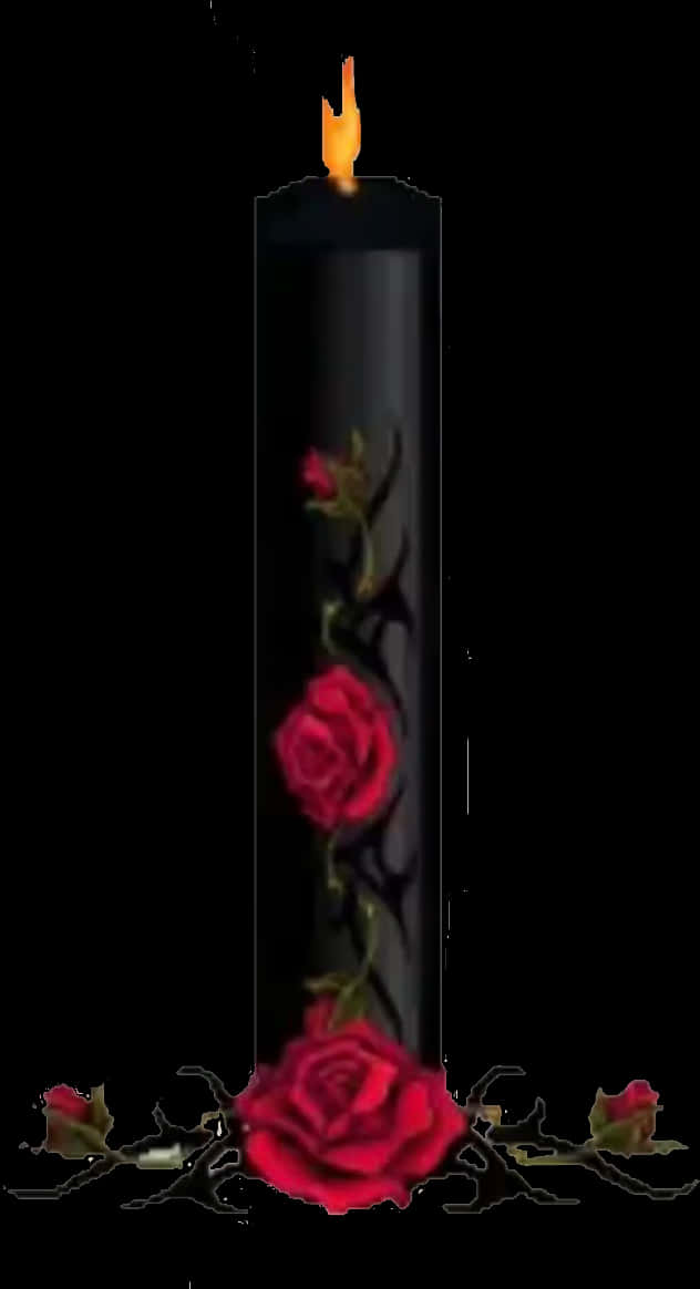 Black Candle With Rose