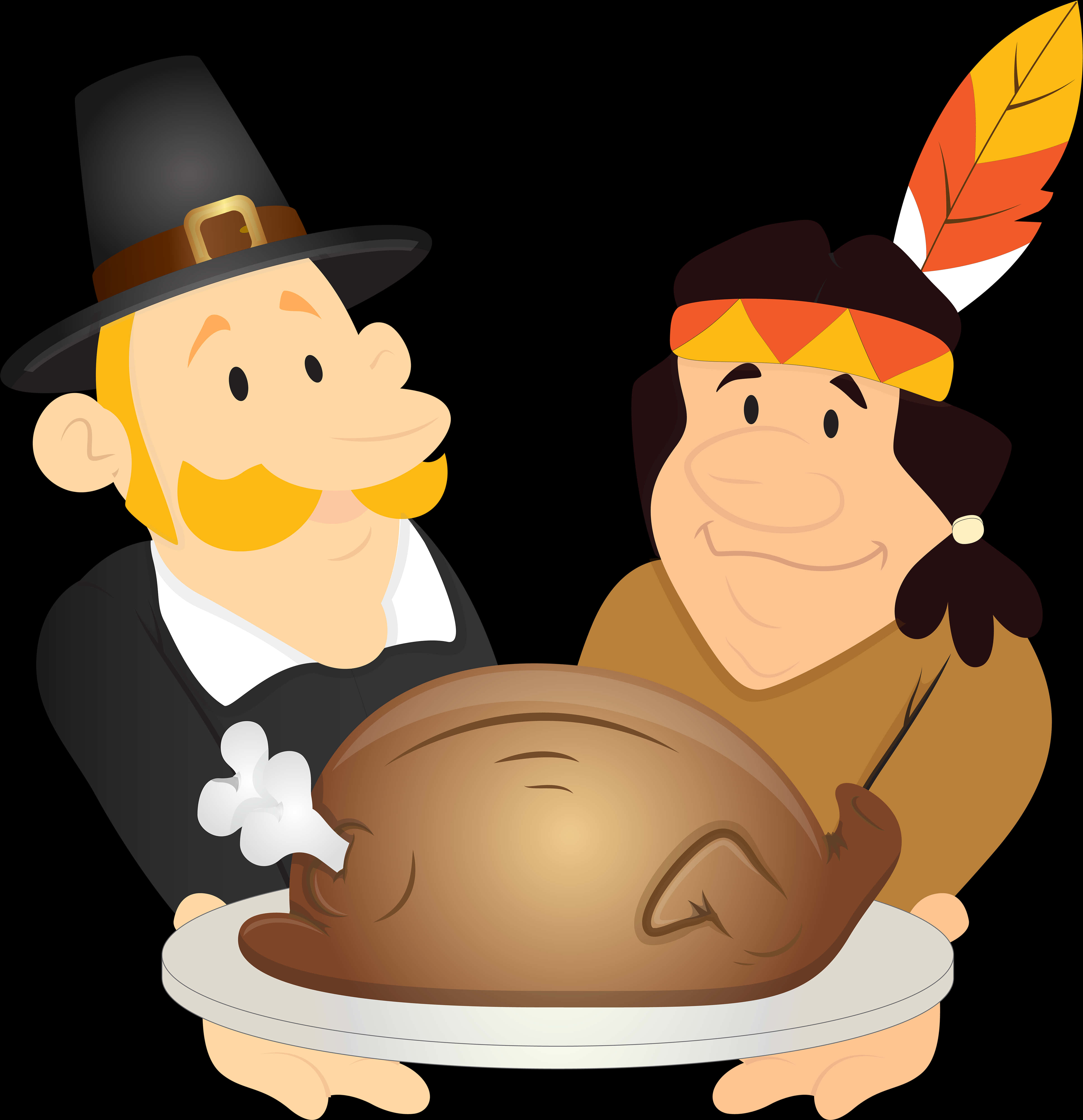 Cartoon Of A Man And Woman Holding A Turkey