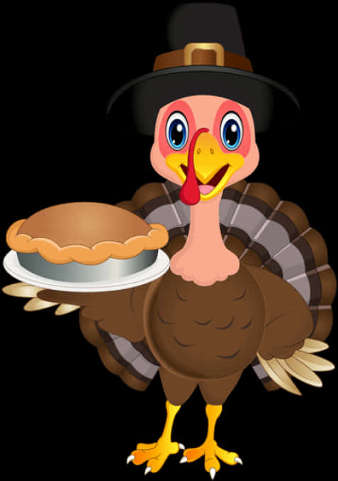 A Cartoon Turkey Holding A Pie