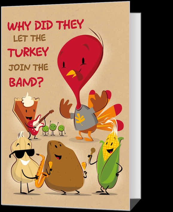 A Poster With Cartoon Turkeys And Vegetables