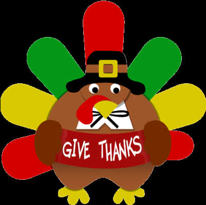 A Cartoon Turkey With A Red Banner