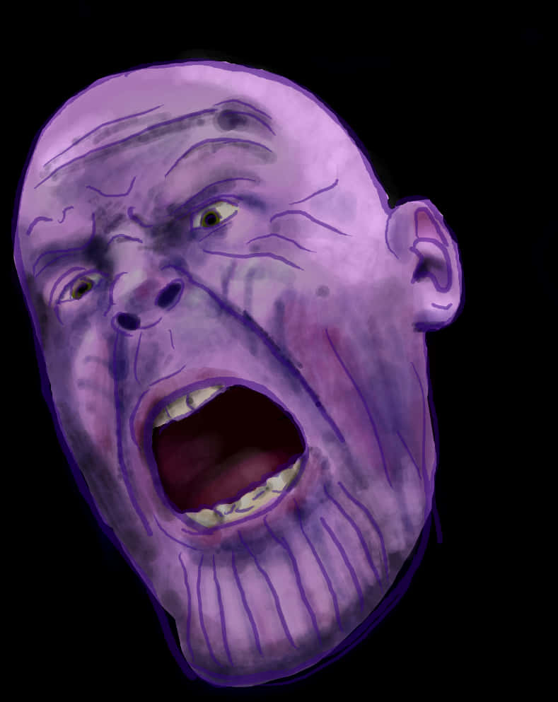 A Purple Man With His Mouth Open
