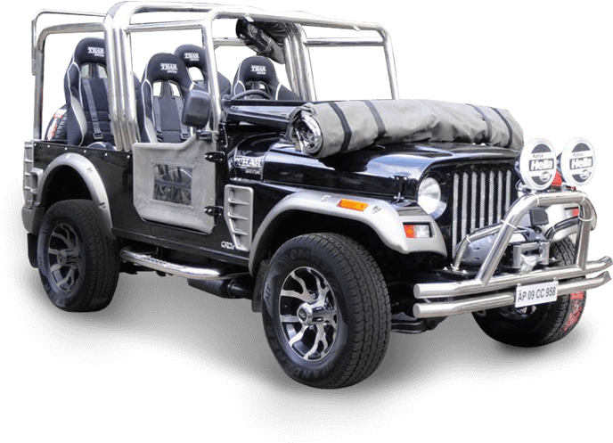 A Black And Silver Jeep With A Black Background