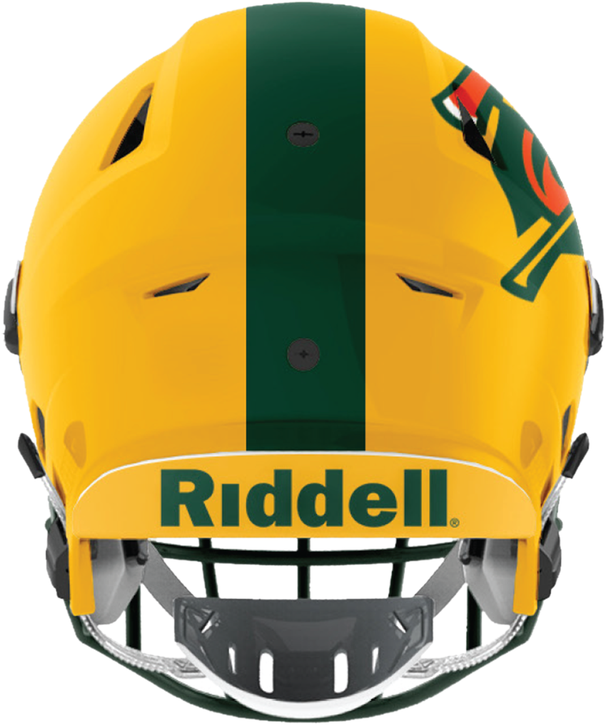 A Yellow And Green Football Helmet