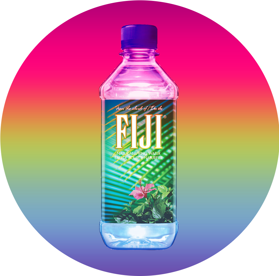 A Bottle Of Liquid With A Colorful Background
