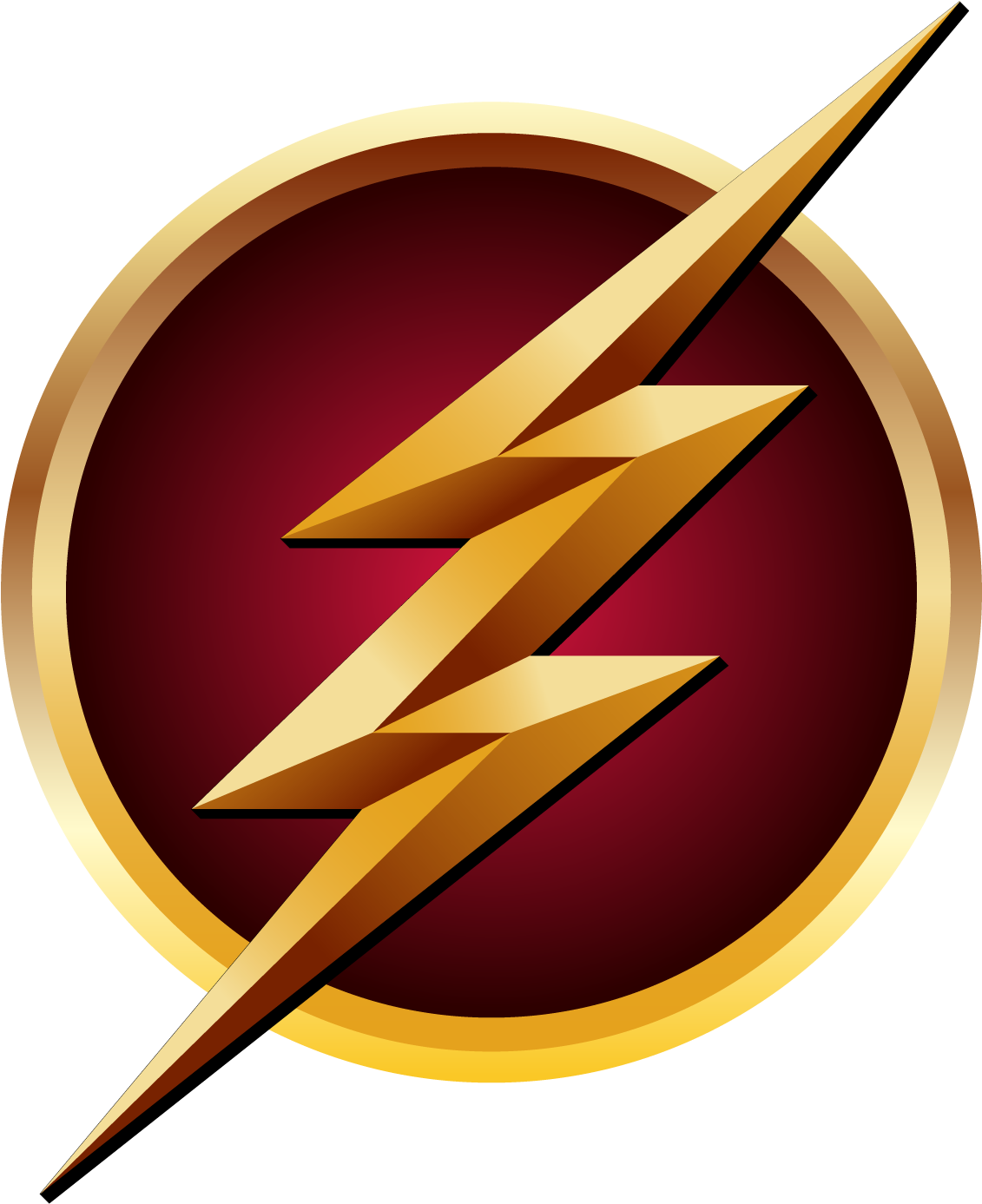 A Gold Lightning Bolt In A Red Circle