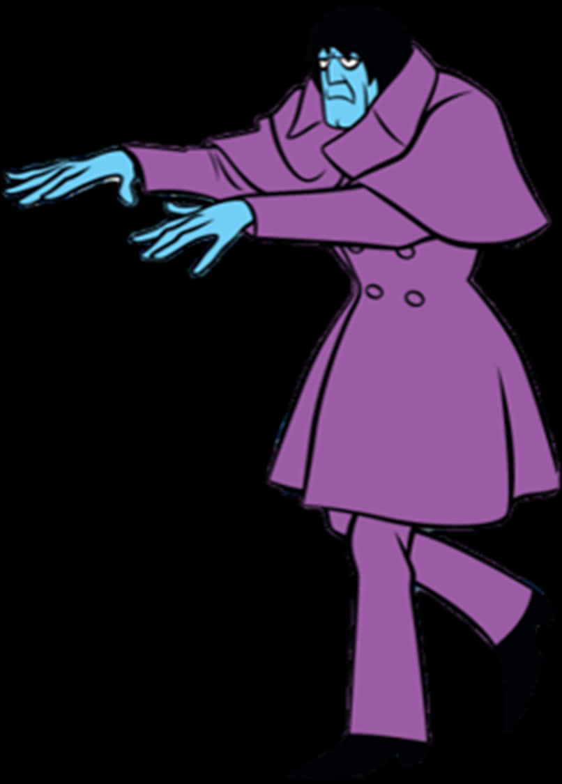 Cartoon Of A Woman In A Purple Coat