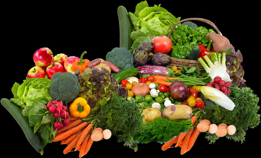 A Group Of Vegetables And Fruits