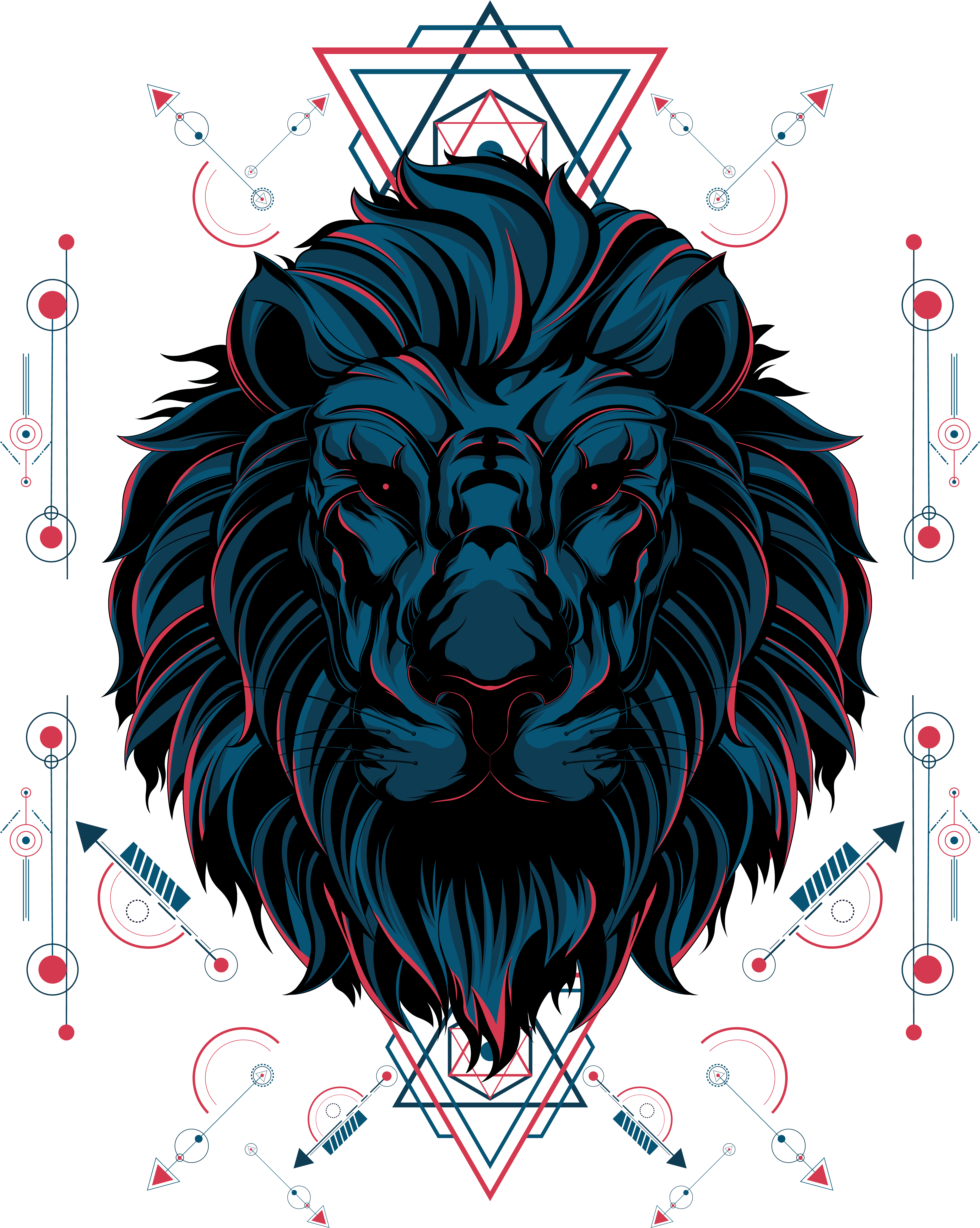 A Lion With A Pattern On The Background