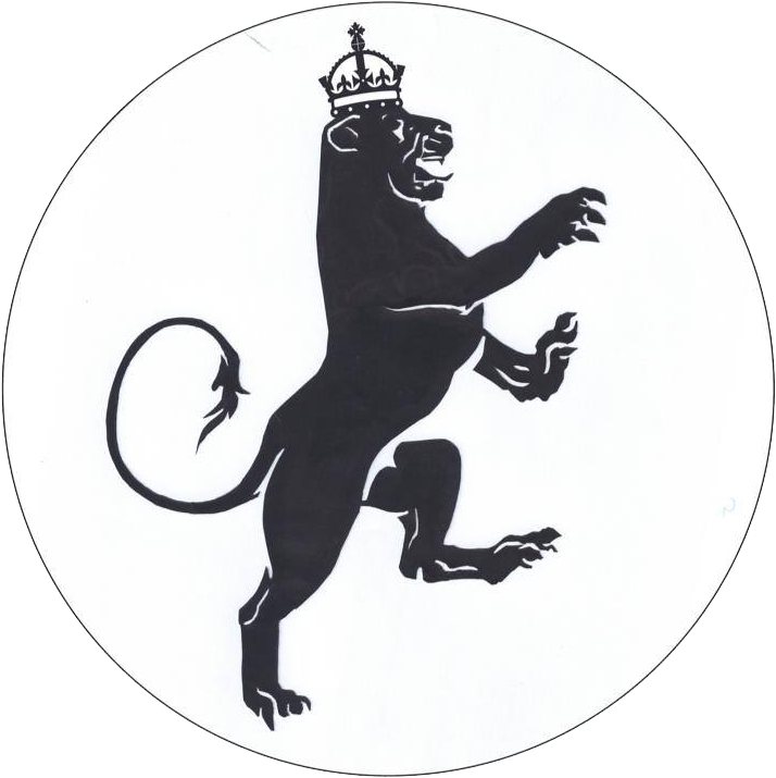 A Black Lion With A Crown On Its Head