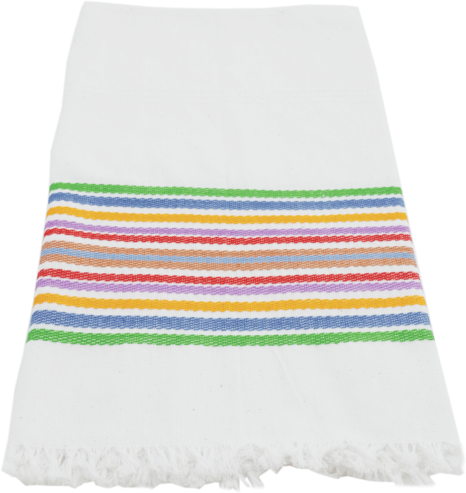 A White Towel With Colorful Stripes