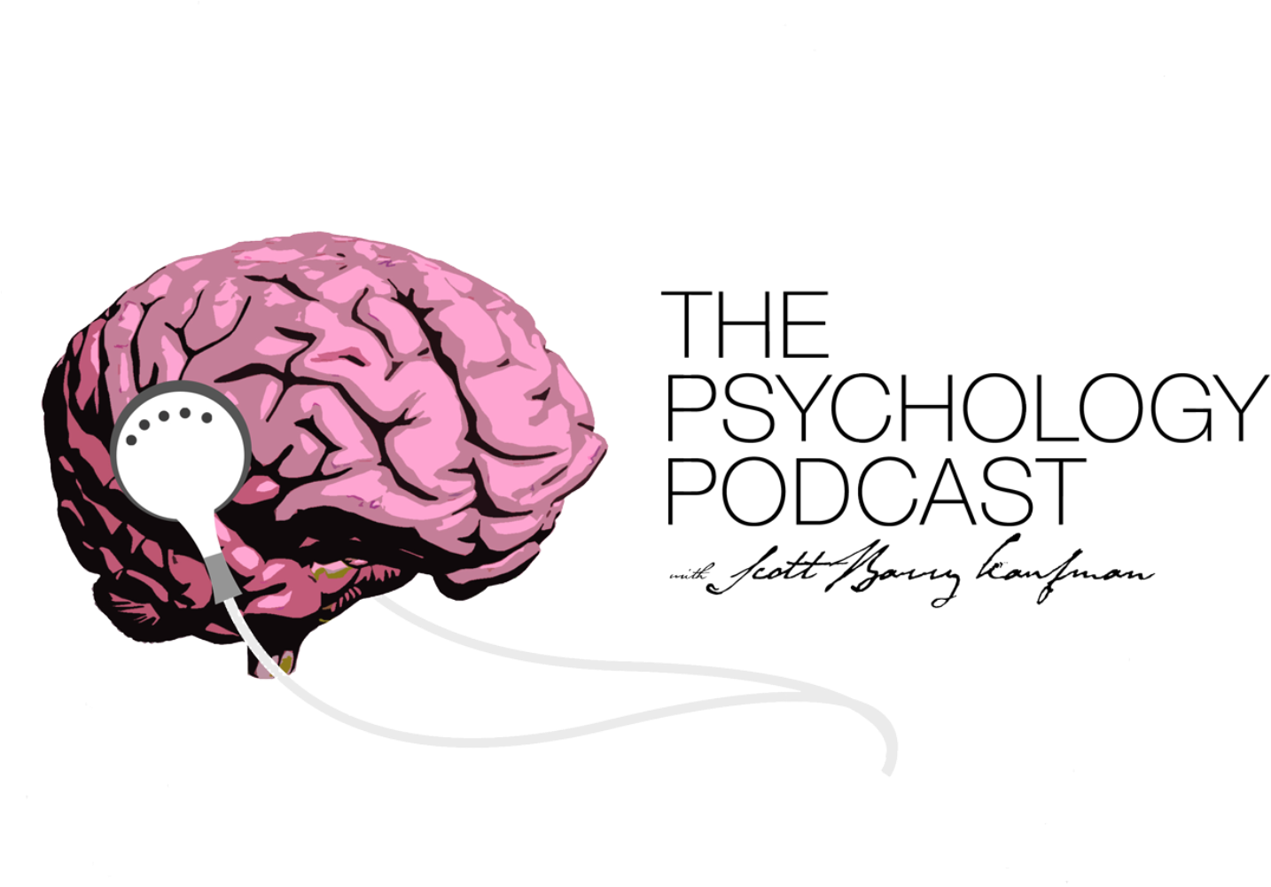 A Pink Brain With A White Headphone Attached To It