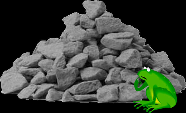 A Pile Of Rocks With A Frog On It