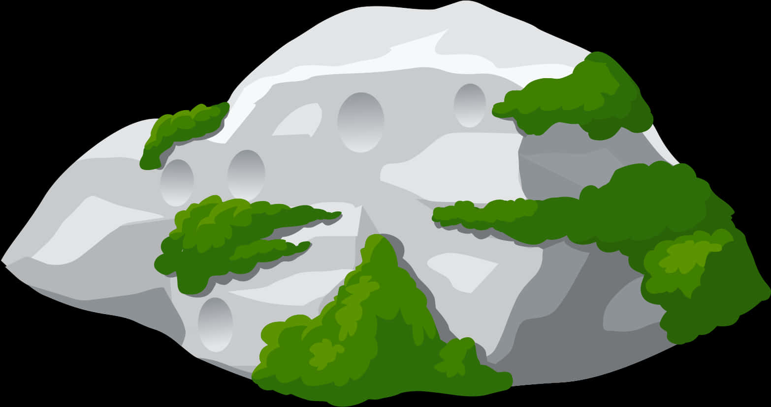A Cartoon Of A Rock With Trees