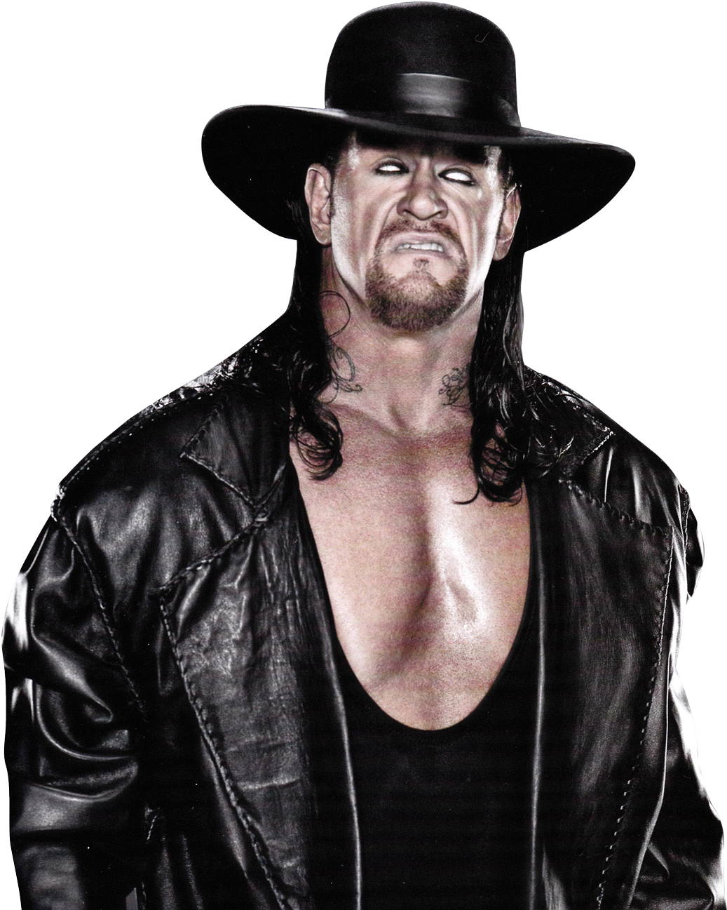 A Man Wearing A Hat And Leather Jacket