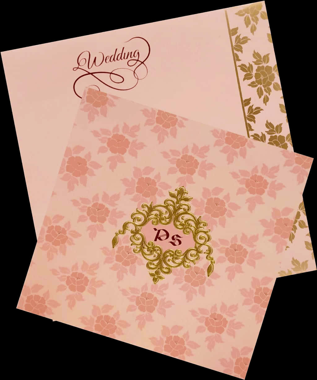 Pink And Gold Wedding Card