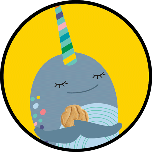 A Cartoon Of A Whale Holding A Cookie