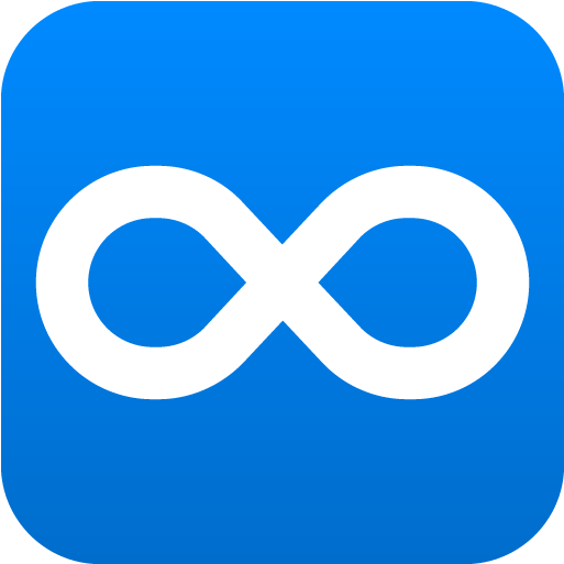 A Blue Square With White Infinity Symbol